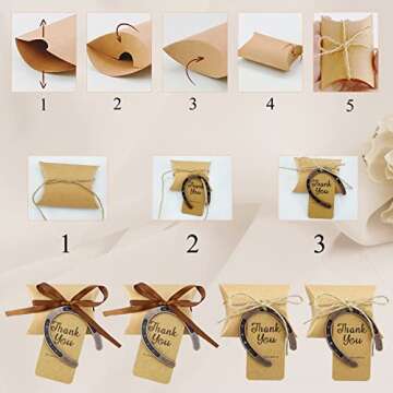 FCDECOR 50pcs Kentucky Derby Horse Party Wedding Favors Boxes, Good Lucky Horseshoe for Cowboy Weste...