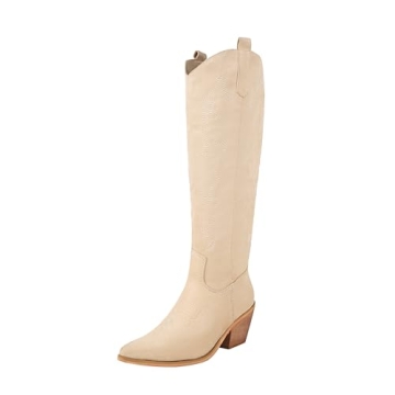 Stylish Reitoye Cowboy Boots for Women - Embroidery Western Cowgirl Knee High