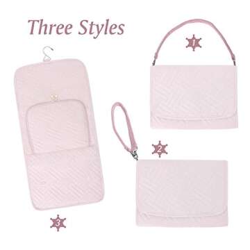 Refrze Hanging Jewelry Organizer Roll, Travel Jewelry Organizer, Foldable Jewelry Bag Case, Jewelry Storage Bag Organizer for Journey-Rings, Necklaces, Earrings, Compact and Easy to Carry Large Pink