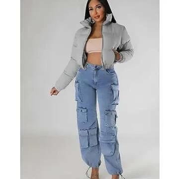 Angsuttc Women's Stylish Zip-Up Winter Puffer Jacket