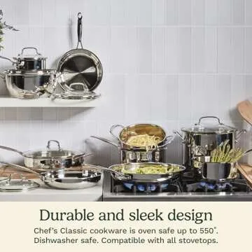 Cuisinart 12 Inch Skillet with Glass Cover, Chef's Classic Collection, 722-30G