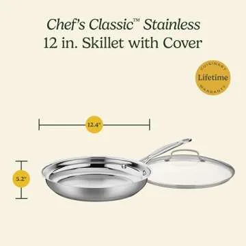 Cuisinart 12 Inch Skillet with Glass Cover, Chef's Classic Collection, 722-30G