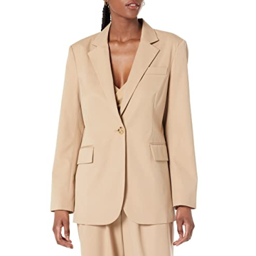 The Drop Women's Ramona Loose Fit Boxy Blazer Stone