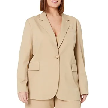 The Drop Women's Ramona Loose Fit Boxy Blazer Stone