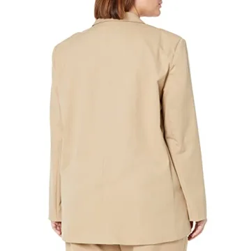 The Drop Women's Ramona Loose Fit Boxy Blazer Stone
