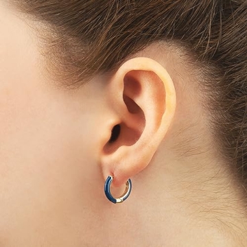 Stylish Navy Blue 14K Gold Plated Huggie Hoop Earrings