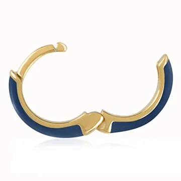 Stylish Navy Blue 14K Gold Plated Huggie Hoop Earrings