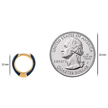 Stylish Navy Blue 14K Gold Plated Huggie Hoop Earrings