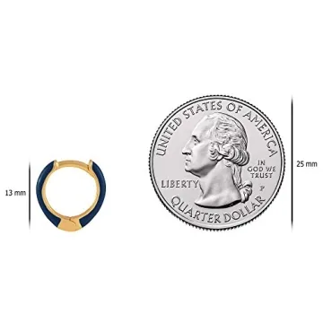 Stylish Navy Blue 14K Gold Plated Huggie Hoop Earrings