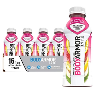 BODYARMOR LYTE Sports Drink Low-Calorie Sports Beverage, Strawberry Lemonade, Natural Flavors With Vitamins, Potassium-Packed Electrolytes, Perfect For Athletes 16 Fl Oz (Pack of 12)