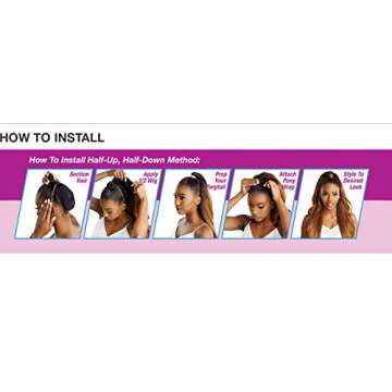 Sensationnel INSTANT UP & DOWN Half Wig Wrapped Ponytail Basic Straight Yaki Texture Easy Styling He...