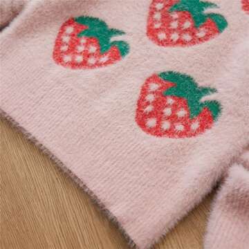 Cozy PATPAT Toddler Strawberry Sweater for Girls