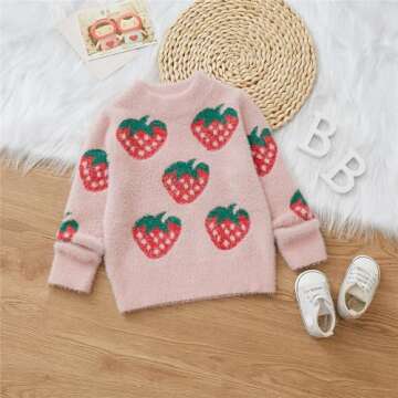 Cozy PATPAT Toddler Strawberry Sweater for Girls
