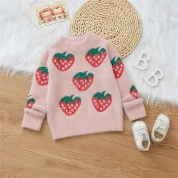 Cozy PATPAT Toddler Strawberry Sweater for Girls