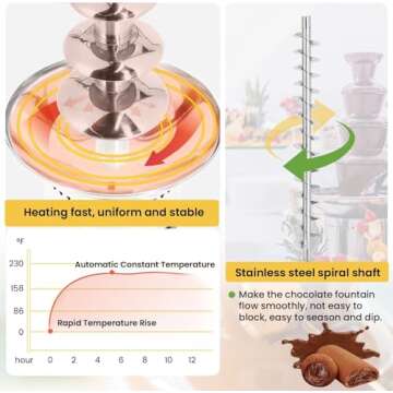 Flyseago Commercial Chocolate Fountain 6 Layers 19Lbs Large Chocolate Fondue Tower Stainless Steel Hot Chocolate Waterfall for Nacho Cheese Knob Control