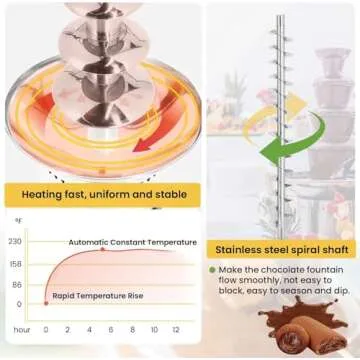 Flyseago Commercial Chocolate Fountain 6 Layers 19Lbs Large Chocolate Fondue Tower Stainless Steel Hot Chocolate Waterfall for Nacho Cheese Knob Control