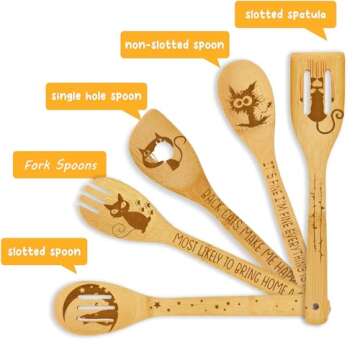 Jouierty Black Cat Wooden Spoons Set for Kitchen Fun