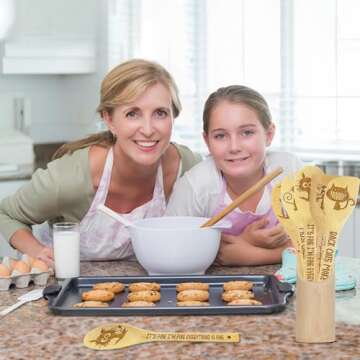 Jouierty Black Cat Wooden Spoons Set for Kitchen Fun