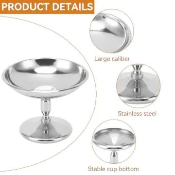 Ice Cream Cups Dessert Dish Stainless Steel Sundae Bowls, Stainless Steel Ice Cream Goblet Cups Serving Dessert Dish Bowls for Salad Fruit Cereal Pudding Dessert Bowls