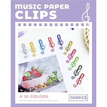 YETOOME 100 Pcs Colorful Music Paper Clips for Office