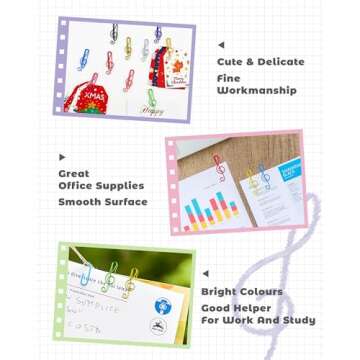 YETOOME 100 Pcs Colorful Music Paper Clips for Office