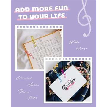 YETOOME 100 Pcs Colorful Music Paper Clips for Office
