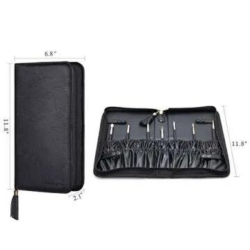 BEGIN MAGIC Rownyeon Makeup Brush Bag Organizer Foldable Makeup Brush Artist Case Travel Brush Holder Portable Zipper Professional Handbag for Travel Home Gift(Brush NOT Included)