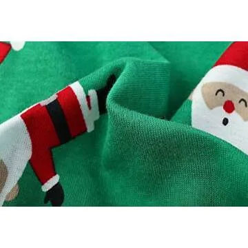 Cute Santa Claus Christmas Dog Pajamas, Xmas Holiday Medium Dog Christmas Clothes Pet Onesie Jammies PJS, Back Length 16" Medium Green