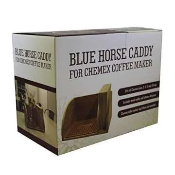 Blue Horse Caddy with Matching Brown Mat compatible with Chemex Coffee Maker