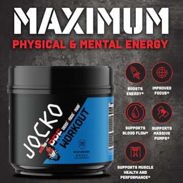 Jocko Fuel Ultimate Pre Workout Powder - Pre-Workout Energy Powder Drink for Men & Women - High Stim Sugar-Free Nootropic Blend to Support Muscle Pump, Energy, & Recovery 200mg Caffeine Nitro Pop