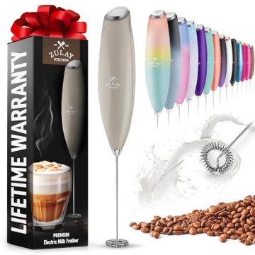 Zulay Powerful Milk Frother - Handheld Electric Whisk for Coffee, Latte, & Matcha