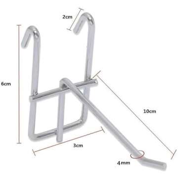 Sourcemall Stainless Steel Grid Wall Bracket Peg Board Display Hook for Panel for Supermarket 4 inch 30pack