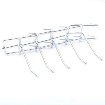 Sourcemall Stainless Steel Grid Wall Bracket Peg Board Display Hook for Panel for Supermarket 4 inch 30pack