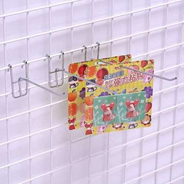 Sourcemall Stainless Steel Grid Wall Bracket Peg Board Display Hook for Panel for Supermarket 4 inch 30pack