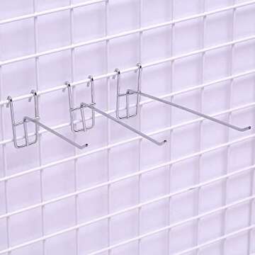 Sourcemall Stainless Steel Grid Wall Bracket Peg Board Display Hook for Panel for Supermarket 4 inch 30pack