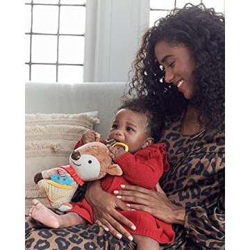 Skip Hop Bandana Buddies Baby Activity and Teething Toy with Multi-Sensory Rattle and Textures, Deer