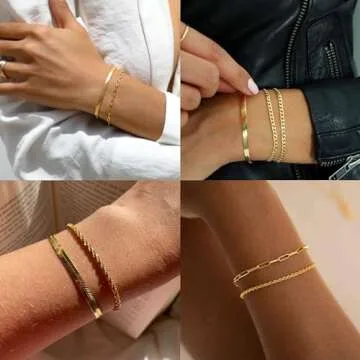 Reoxvo Gold Charm Bracelets for Women - Non Tarnish Style