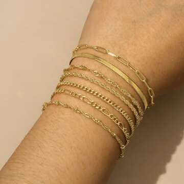 Reoxvo Gold Charm Bracelets for Women - Non Tarnish Style