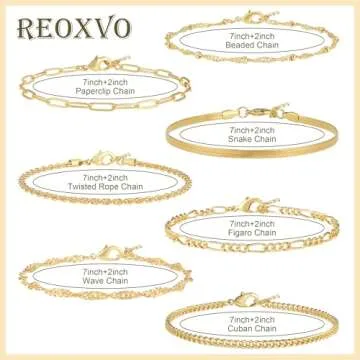 Reoxvo Gold Charm Bracelets for Women - Non Tarnish Style