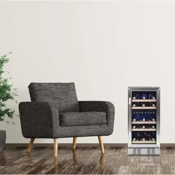 NewAir 15" Built-in or Freestanding 29 Bottle Dual Temperature Zone Wine Fridge, Quiet Operation Wine Cooler with Beech Wood Shelves, Stainless Steel Wine Cellar for Red, White, and Sparkling Wine