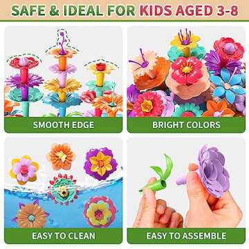 Garbo Star Flower Garden Building Toys for 3-6 Year Old Girls, Educational Activity Set
