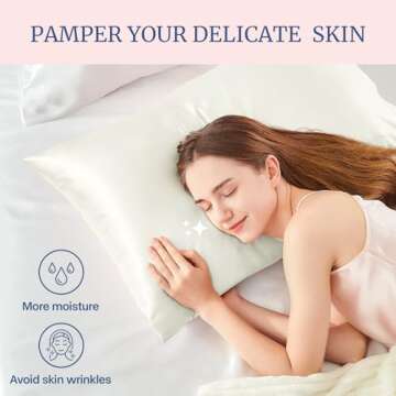 BEDELITE Satin Pillowcase for Hair and Skin, Super Soft and Cooling Similar to Silk Pillow Cases 2 Pack with Envelope Closure, Gift for Women Men(20"x26" Standard Size, Ivory)
