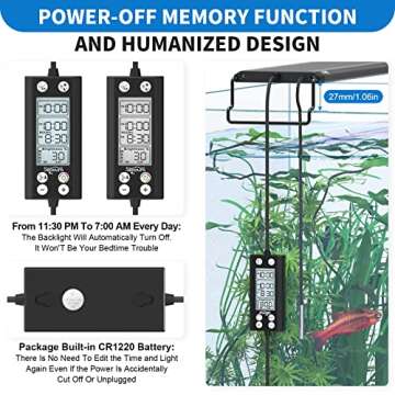SEAOURA 24/7 Auto On/Off Aquarium Light, Programmable Led Aquarium Light with Thermometer, Fish Tank...