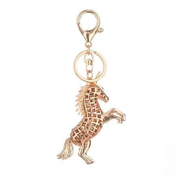 FunBase Crystal Unicorn Keychain 3D Horse Keyring Charm Purse Handbag Pendant