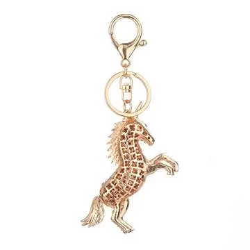 FunBase Crystal Unicorn Keychain 3D Horse Keyring Charm Purse Handbag Pendant