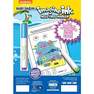 Bendon Baby Shark 16-Page Imagine Ink Coloring Book with Mess Free Marker 47220