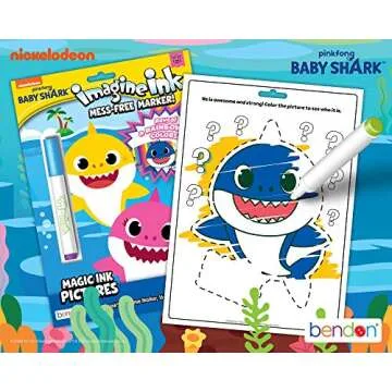 Bendon Baby Shark 16-Page Imagine Ink Coloring Book with Mess Free Marker 47220