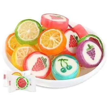 Fruit Slices Candy - Hard Candy Bulk 1 lb Bag of Individually Wrapped Small Candy Fruit Slices (approx. 118 pcs) Hard Candies Assortment - Great for Candy Buffet - Office Candy - Treat Bags