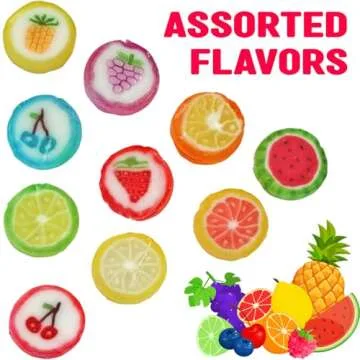 Fruit Slices Candy - Hard Candy Bulk 1 lb Bag of Individually Wrapped Small Candy Fruit Slices (approx. 118 pcs) Hard Candies Assortment - Great for Candy Buffet - Office Candy - Treat Bags