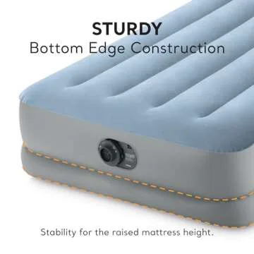 Intex Dura Beam Plus Mid-Rise Comfort Plush Fiber-Tech 14" Air Mattress Twin-Sized Bed with Built-in Electric Pump and Carry Storage Bag